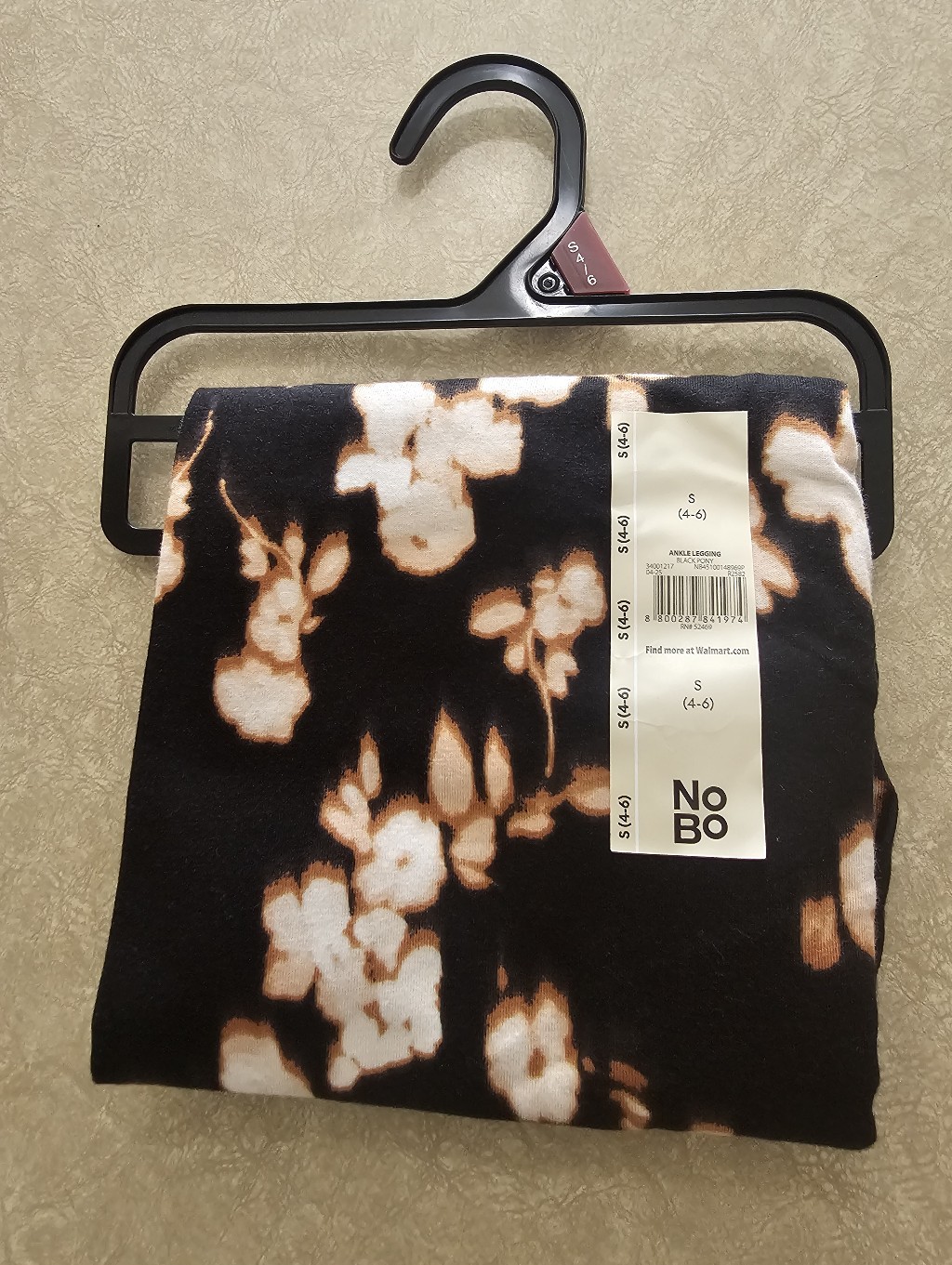 Women's Size Small Leggings Black Peony